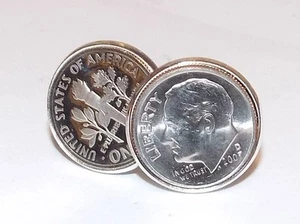 American dime cufflinks  2008 Wedding 16th   Wedding Anniversary - Picture 1 of 1