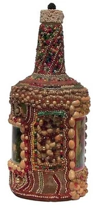 A well constructed memory bottle decorated with multicolor beads, shells - more. - Picture 1 of 7