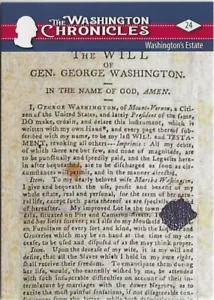 V39) Autógrafos históricos 2022 George Washington Chronicles Washington Will - Imagen 1 de 1
