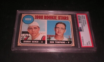 Johnny Bench Rookie Topps 1968 #247 PSA 7 casi nuevo Foto 1 de 2