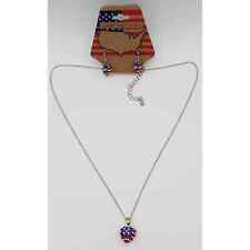 Patriotic USA American Flag Rhinestone Necklace & Earring Set #N2580