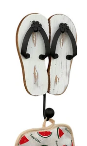 Perchero Sandalias Madera Metal Blanco Toallero MR82 Ganchos para Ropa - Imagen 1 de 7