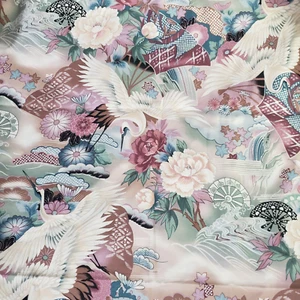 Ohana Asian Cranes Cotton Sewing Fabric Floral Fans Maywood Studio 72 x 44 in - Picture 1 of 5