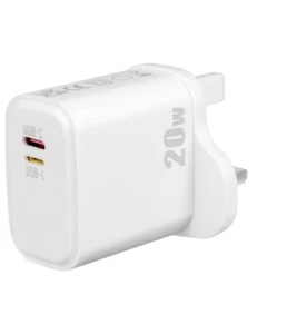 C TO L DUAL-HEAD USB C WALL CHARGER, 20W 2-PORT PD POWER Samsung APPLE TYPE-C - Picture 1 of 3