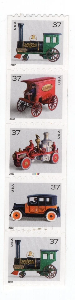 2003 37 cent Christmas Plate number strip of 5 #B1222, Scott #3638-3641, Mint NH - Image 1 of 1