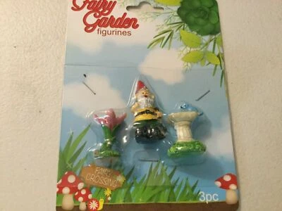 Estatuetas de elfos e jardim de 3 peças de jardim de fadas novo na caixa    - Imagem 1 de 2