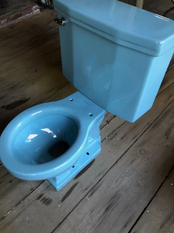 Vintage Mid Century 1950s Toilet Blue American Standard Cover