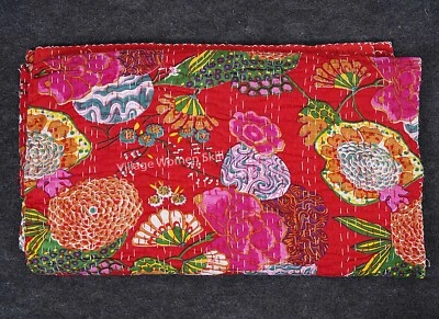 Colcha de algodón hecha a mano Indian Kantha manta floral Foto 1 de 3