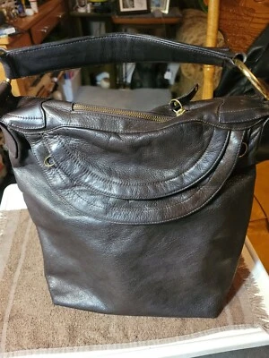 EXTRA LARGE LE BULGA BROWN LEATHER TOTE-15x15x10 - Image 1 of 4