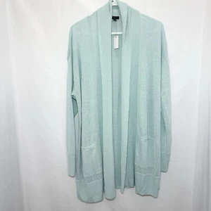 Talbots Open Front Linen Blend Lightweight Tunic-Length Cardigan XL Light Blue - Picture 1 of 7