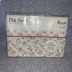 Vintage Harrods Double Flat Sheet - New Sealed - Strawberry & Floral Design. #CT