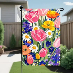 Spring Decorations Colorful Flowers Garden Yard Flag Outdoor Gift 12"x18" - Picture 1 of 12