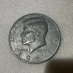 Kennedy Half Dollar Coin 1964 Replica 3" Paperweight PEWTER FREE SH - Picture 1 of 3