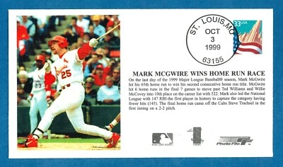 1999-10-03 St Louis, MO 63155 Mark McGwire Wins HR Race Unused First Day Cover - Image 1 of 2