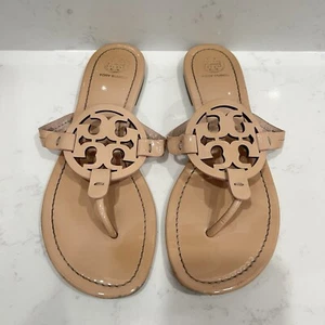 TORY BURCH MILLER PATENT SANDAL COASTAL BEACH BOHO PREPPY CLASSIC SZ 9.5M - Picture 1 of 23