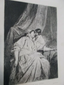Gravure ancienne-Une femme et son enfant-Steinheil-Lalauze. - Picture 1 of 2