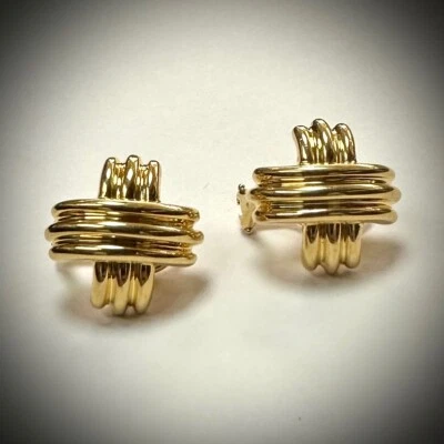 Pendientes Tiffany & Co. Vintage Oro Amarillo 18k Firma X 19 mm Foto 1 de 4