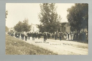 North Webster INDIANA RPPC 1910 PARADE Band MEMORIAL DAY nr Warsaw Goshen - Picture 1 of 3