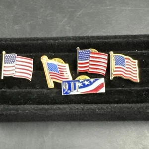 Lot of 5 United States Flag Patriotic 9-11 Enamel Lapel Hat Pin Vintage Retro - Picture 1 of 11