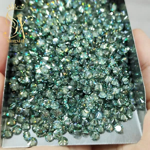 Lab Created Moissanite Loose Stone Green Round Brilliant Cut Diamond Test Passed - Picture 1 of 18