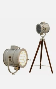 Tripod Lamp Floor Stand Spot Light Vintage Nautical Studio Handmade Halloween - Picture 1 of 4