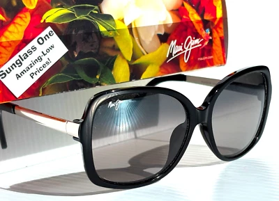 NUEVO Gafas de sol Maui Jim MELIKA brillantes negras plateadas grises polarizadas para mujer GS760-02 Foto 1 de 4
