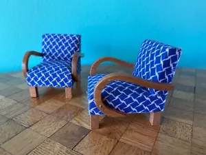 Zwei Sessel Hermann Rülke 50er Puppenstube Puppenhaus 1:12 dollhouse armchair - Bild 1 von 7