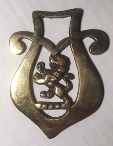 Lion Dog Fleur de lis VTG Horse Harness Brass Bridle Medallion EQUESTRIAN Saddle - Picture 1 of 4