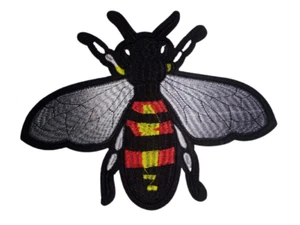 4X Embroidered White Wing Designer Style Bumble Bee Patch Iron/Sew On 9"X8" - Picture 1 of 1