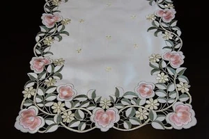 Embroidered Cutwork Lace Embroidery Placemat Table Runner Wedding Party Events - Picture 1 of 7