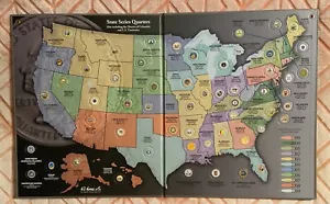 STATEHOOD, DC, U. S. TERRITORIES QUARTERS - WALL HANGING COLLECTOR'S MAP - Picture 1 of 2