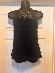 Jones New York Signature Damen Neckholder Top L dehnbar Schlüsselloch vorne mit Goldkette - Bild 1 von 6
