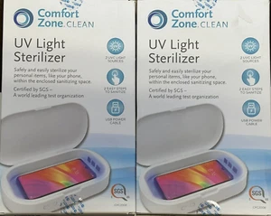 (2) Comfort Zone Clean Enclosed UV Light Sterilizer Box for Phones Masks Keys - Picture 1 of 11