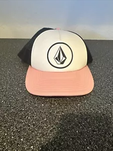 Volcom Girl Talk Women's Trucker Hat - Blush Pink, White, And Black Worn Once - Picture 1 of 5