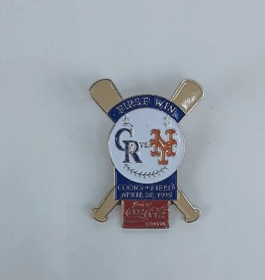 COLORADO ROCKIES 1995 ROCKIES 1ST WIN VS NEW YORK METS COORS FIELD LAPEL PIN  - Image 1 of 2