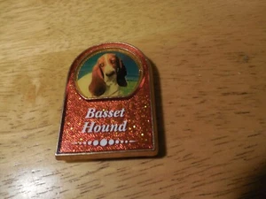 Vintage-Basset Hound Dog Metal sparkle magnet 70s. - Picture 1 of 3
