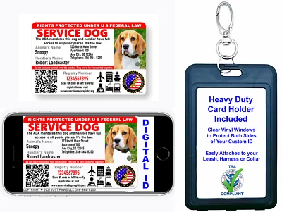 Holographic Service Dog ID w/QR Code & ID Holder Plus Digital Copy-Landscape - Image 1 of 4