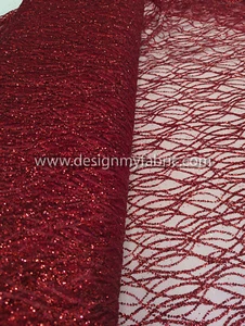 Burgundy net glitter fabric #20531 - Picture 1 of 8