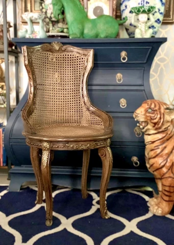 Chair French Bergere Caned Wicker Vintage Victorian Furniture Home Decor Cover