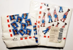 Vintage 1991 Hallmark Where's Waldo Napkins x16 *NEW SEALED* Set of 2 Wally - Picture 1 of 2