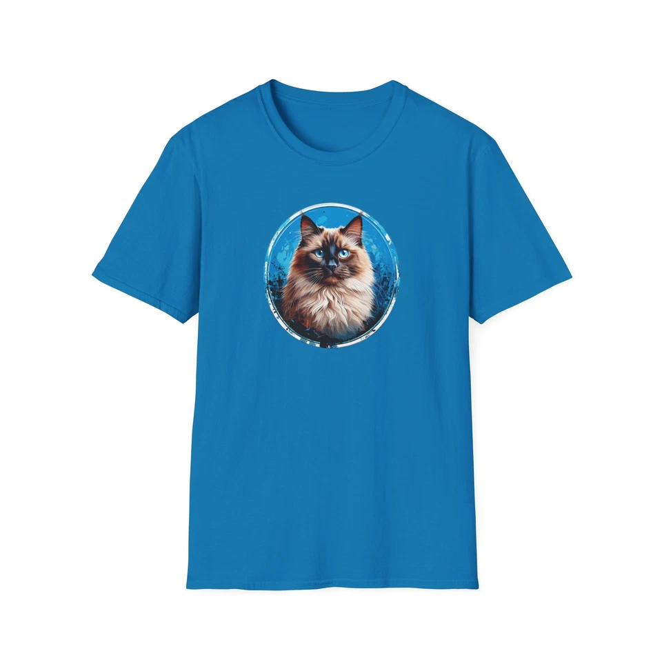 Luxe Fur Fan Club, Birman Cat Cotton T-Shirt, Cat Lovers Tee - Image 1 of 1