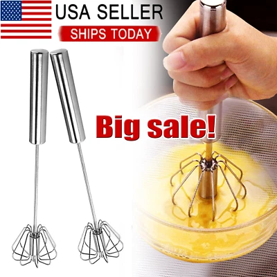 KT DEALS Semi-Automatic Egg Whisk Hand Push Egg Beater Stainless Steel Blender Mixer Tool