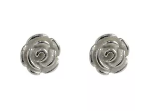 New Pair 925 Solid Sterling Silver Rose Design Earrings - Picture 1 of 2