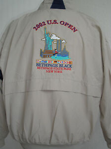 STARBUS 2002 US OPEN BETHPAGE BLACK NEW YORK TWIN TOWERS GOLF JACKET SIZE XXL 