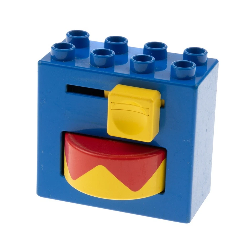 1x LEGO Duplo Feature Insert Construction Stone 2x4x3 Blue Rotary Wheel Red Gelb - Image 1 of 1