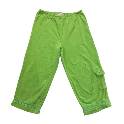 Quacker Factory Pants Womens Large L Green Wide Leg Cropped Capri Cargo Pocket - Image 1 of 4