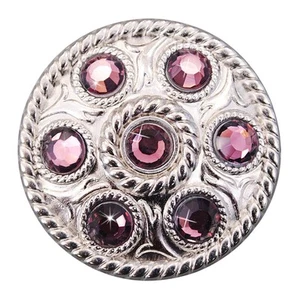 Set of 2 Western Screw Back Concho Purple Crystal Wheel Bling Cowgirl - Picture 1 of 4