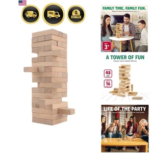 Wooden Stacking Blocks Game Kids Adults Indoor Outdoor Family Play - Picture 1 of 8