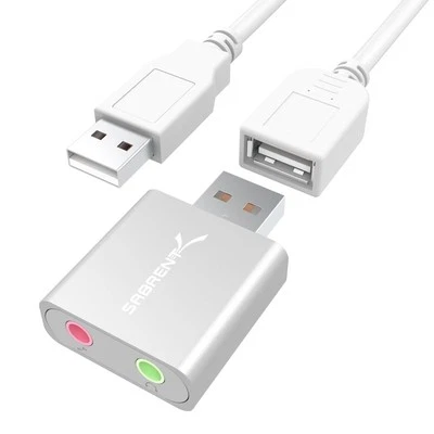 Sabrent Aluminum USB External Stereo Sound Adapter for Windows and Mac. Plug and - Image 1 of 4