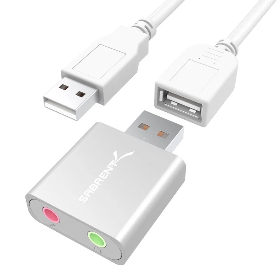 Sabrent Aluminum USB External Stereo Sound Adapter for Windows and Mac. Plug and - Image 1 of 4